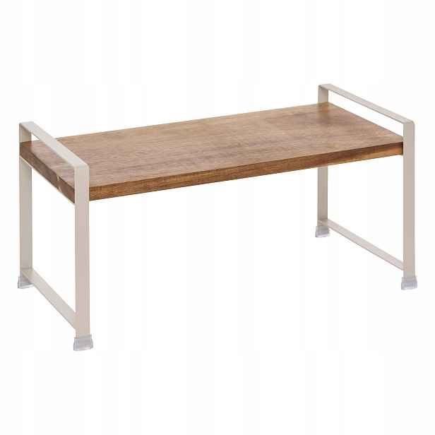 Dřevěný Kuchyňský Regál S Kovovou Konstrukcí 40X20X20 CM, Béžový