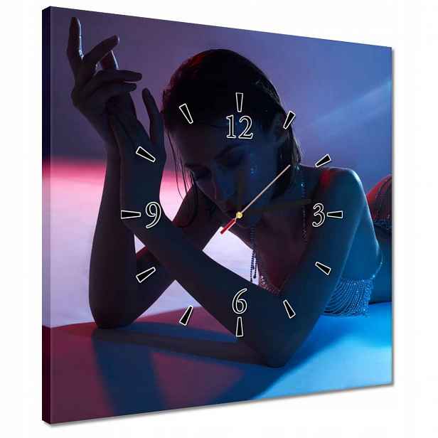 Hodiny 40x40 Dívka s diamanty