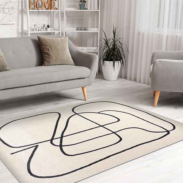 Kusový koberec Fusion 8297 cream/dark grey, 120x170, bílá, kancelář, Dywany Łuszczów
