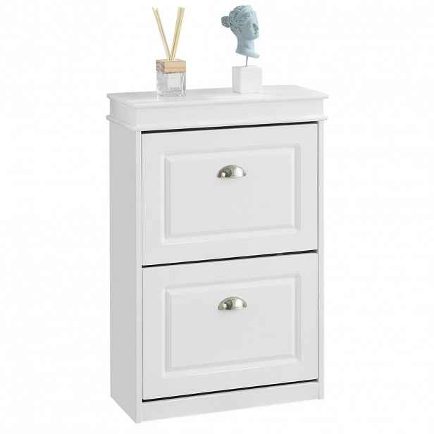 SoBuy BOTNÍK se 2 policemi Bílá 54x24x83cm Klasický