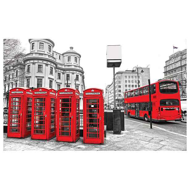 Tapeta Londýn červené telefonní budky šedá architektura 400x280 lepidlo