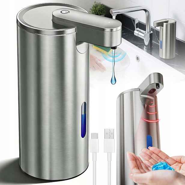 Bezdotykový Dávkovač Mýdla Automatický 340ML Velký Usb-c Ir, Gelové Mýdlo