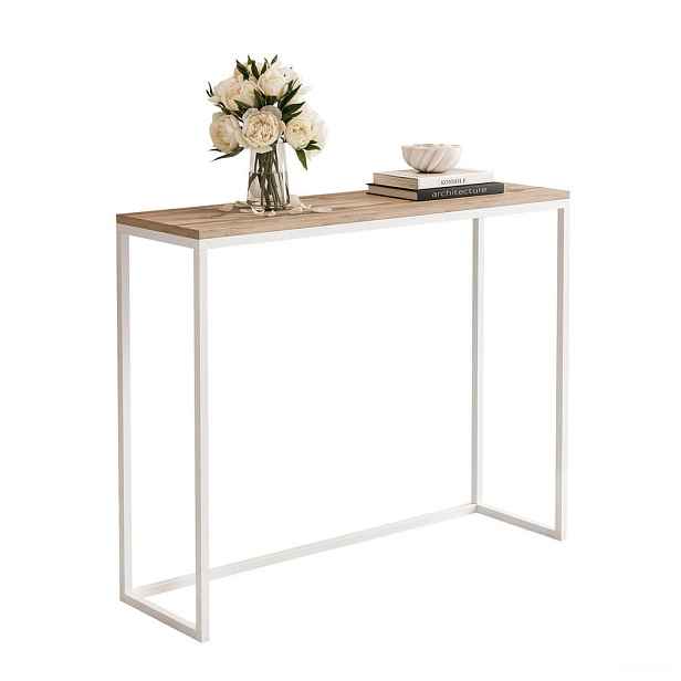 Idohome KONZOLOVÝ STOLEK LORA 80/30/90 cm, bílý / dub Wotan