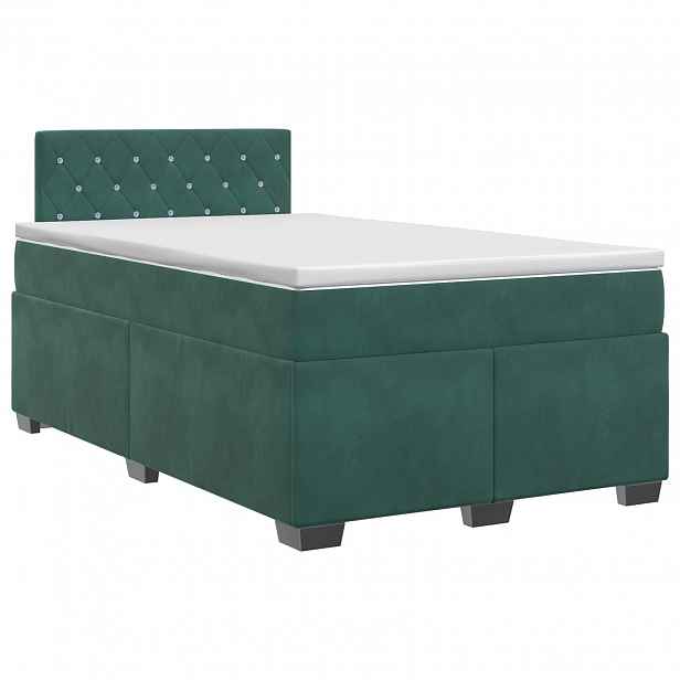 vidaXL Postel boxspring s matrací Tmavě zelená 120 x 200 cm Samet