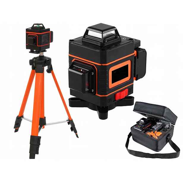 2v1 Laserová vodováha 4D Křížový laser 360 rovin 16 linií stativ