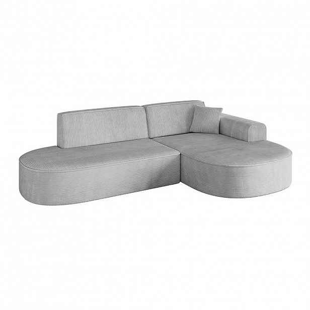 ALTDECOR ROHOVÁ SEDACÍ SOUPRAVA s otomanem vpravo MARI-L1 – 243 × 171 × 79 cm, šedá látka manšestr