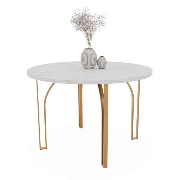 Idohome JÍDELNÍ STŮL ASTRO rozkládací 120/76 cm, zlatý / Bianco (bílý)