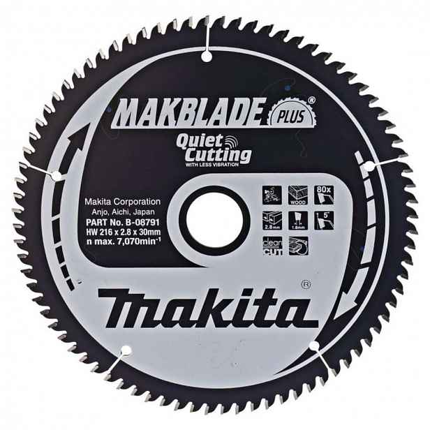Makita - Pilový kotouč na dřevo, 216x30 mm, 80 zubů B-08791
