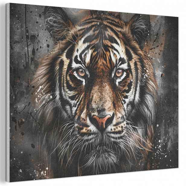 MuchoWow AKUSTICKÝ obraz Tygr - Zvířata - Portrét - Luxusní - Černá 100x70 cm