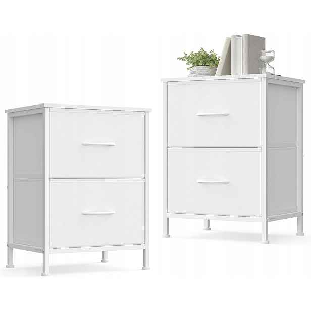 Noční stolek Noční stolek 39,6x30x52,2 cm se 2 zásuvkami bílý Set 2 ks