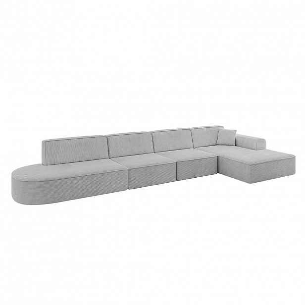 ALTDECOR ROHOVÁ SEDACÍ SOUPRAVA s otomanem vpravo IREA-L3-v3 – 412 × 165 × 77 cm šedá