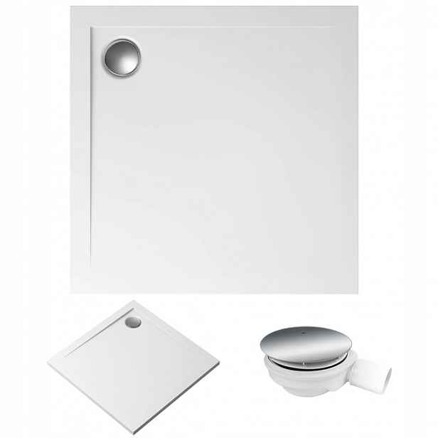 Čtvercová podlahová vanička Geos 80x80 sifon