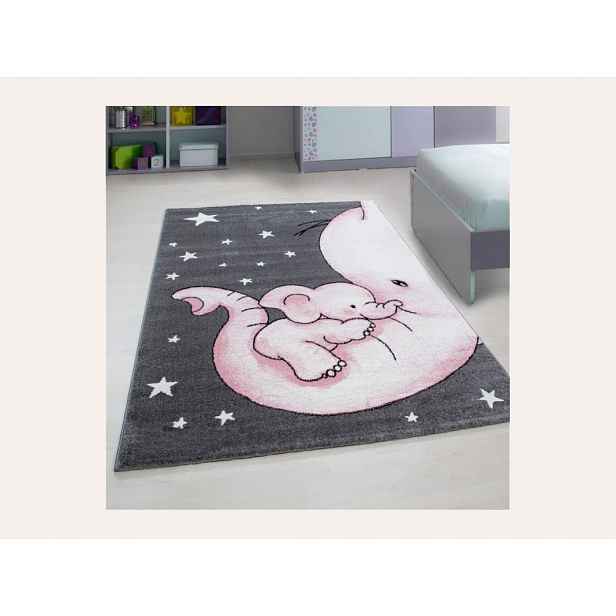 ELIS DESIGN Dětský koberec - Slůně na chobotu barva: šedá x růžová, rozměr: 160x230