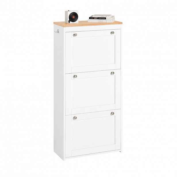 SoBuy BOTNÍK se třemi dveřmi Bílá 53x24x116cm Nordický