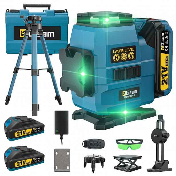 Laserová VOD<bos>ová Laserový Kříž 4D 360 16 Čar Set Stativ 2xAKU