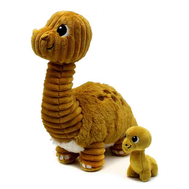 LES DEGLINGOS-PTIPOTOS PTIPOTOS Plyšový diplodocus Marcus hořčicový - máma s miminkem