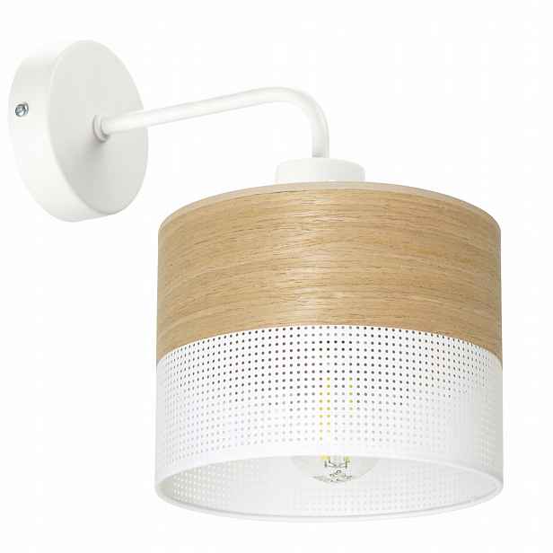 Nástěnná Lampička Ažurová Stínidlo 20 CM Díry Oblouk Dřevo Loft Polská