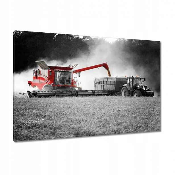 Obrazy 120x80 Červený traktor Žniva