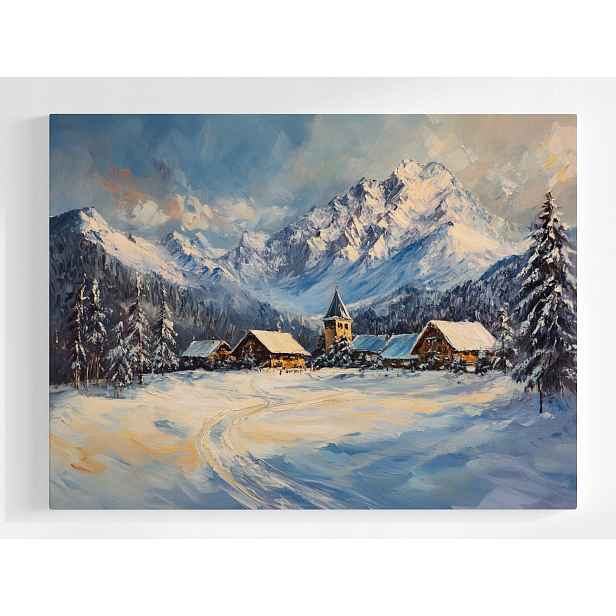Plakát Pohled Na Hory Tatry Vesnice Domy Osada Zima Sníh 100x75