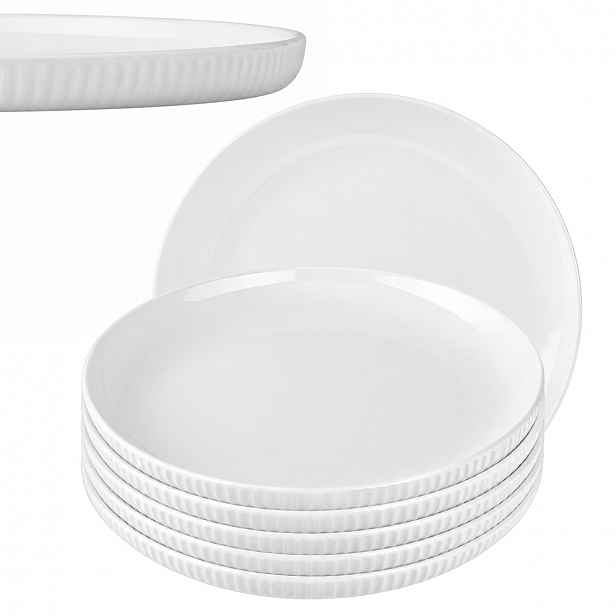 Sada talířů pro 6 osob, kulaté jídelní talíře Altom Design Crema 26 cm