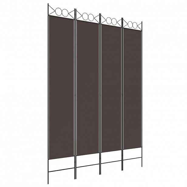vidaXL 4dílný paraván hnědý 160x220 cm textil