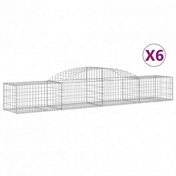 vidaXL Klenuté gabionové koše 6 ks 300x50x40/60 cm pozinkované železo