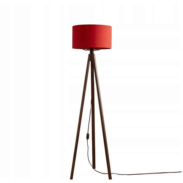 Podlahová lampa Opviq 140 Cm Dřevěná tkanina Červeno-hnědá Boho E27