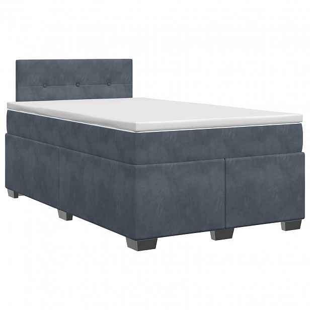 vidaXL Postel boxspring s matrací s čelo Tmavě šedá 120 x 200 cm Samet
