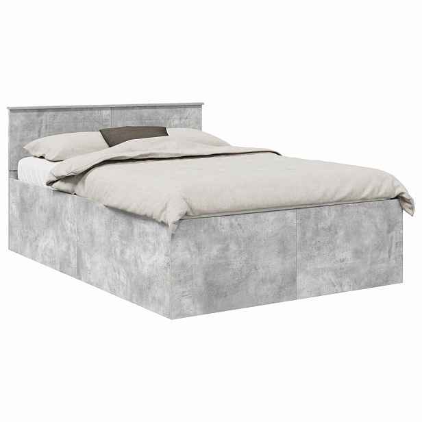 vidaXL Rám postele s čelo Betonově šedá 150 x 200 cm Kompozitní dřevo
