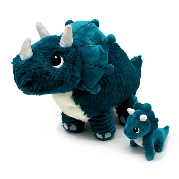 LES DEGLINGOS-PTIPOTOS PTIPOTOS Plyšový triceratops Penelops modrý - máma s miminkem