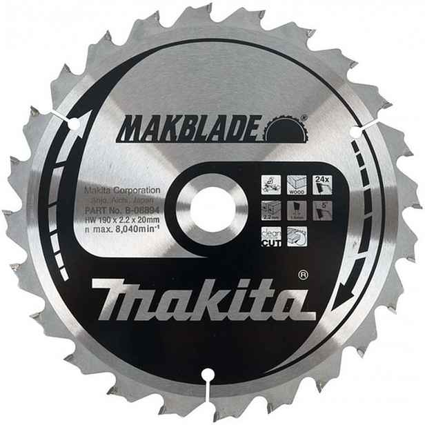 Makita - Pilový kotouč na dřevo, 190x20 mm, 24 zubů B-08894