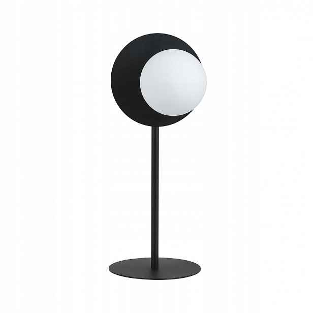 Noční lampa černá Nice skleněné stínítko bílá 1xE14 Lampka dekorativní