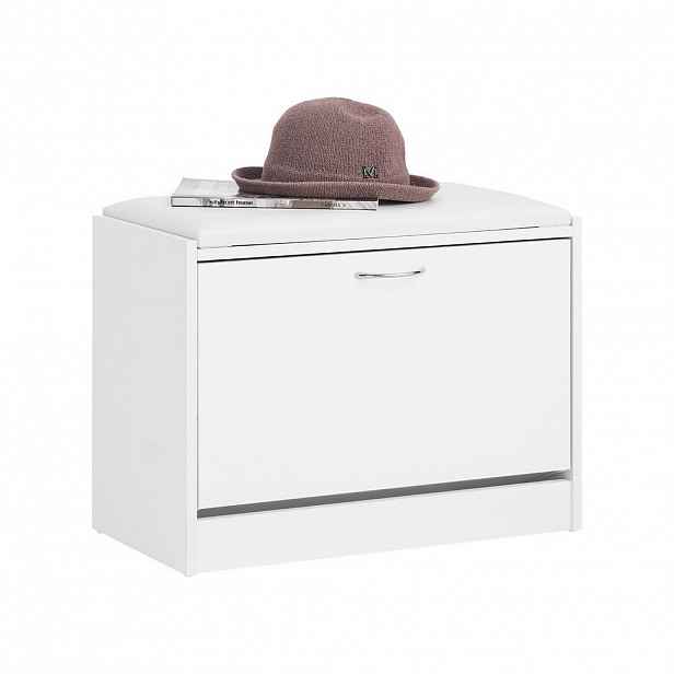 SoBuy BOTNÍK s jednými dveřmi Bílá 60x30x45cm Minimalistický
