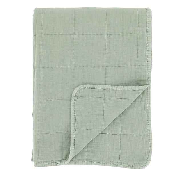 Zelený přehoz s opraným vzhledem Aix Vintage Quilt verte - 130*180 cm Chic Antique