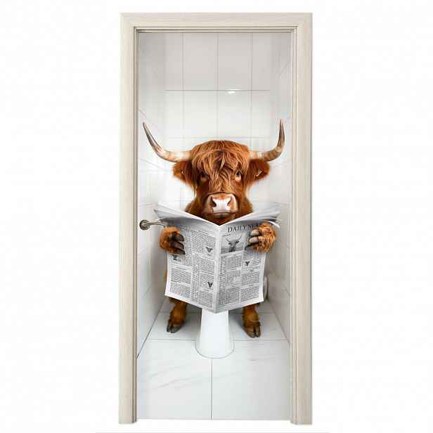 MuchoWow SAMOLEPKA NA DVEŘE Scottish Highlander - Noviny - WC - Zvíře 75x205