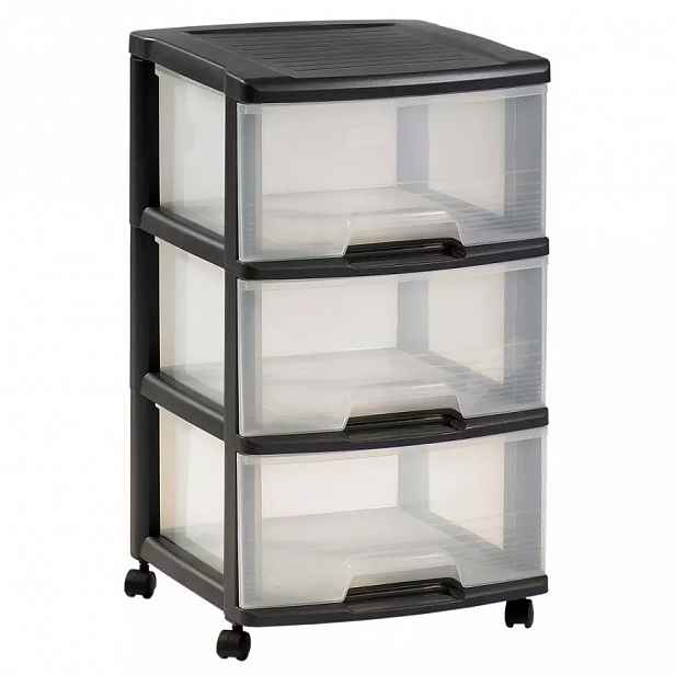 Regál 3x20l průhledný/černý