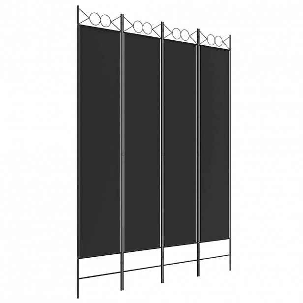 vidaXL 4dílný paraván černý 160x220 cm textil