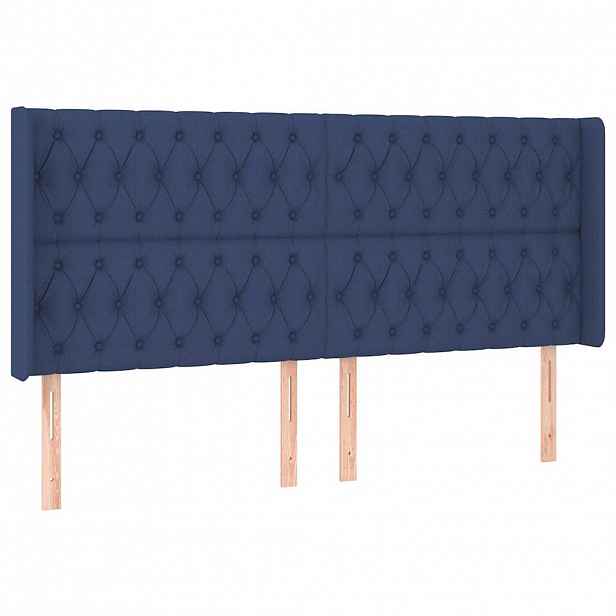 vidaXL Čelo postele typu ušák modré 183x16x118/128 cm textil