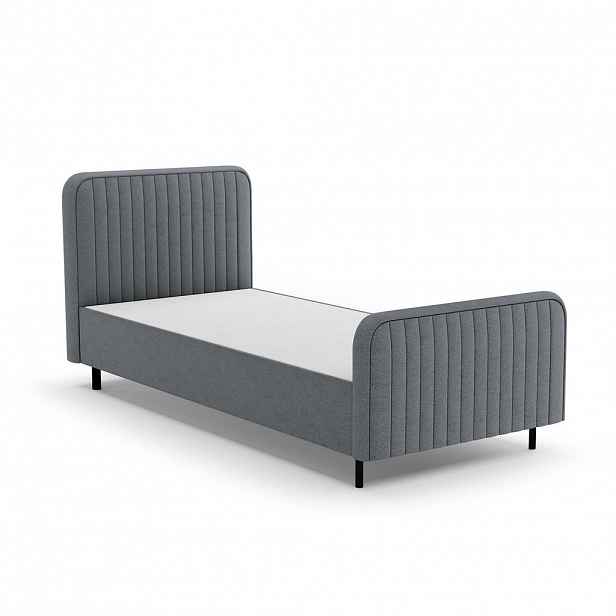 Beautysofa ČALOUNĚNÁ POSTEL Lami 90x200, jednolůžko s úložným prostorem, bez matrace, tmavě šedá
