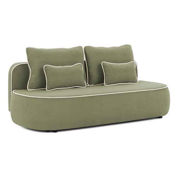 Khaki/béžová sametová rozkládací/s úložným prostorem pohovka 210 cm Saga – Ropez