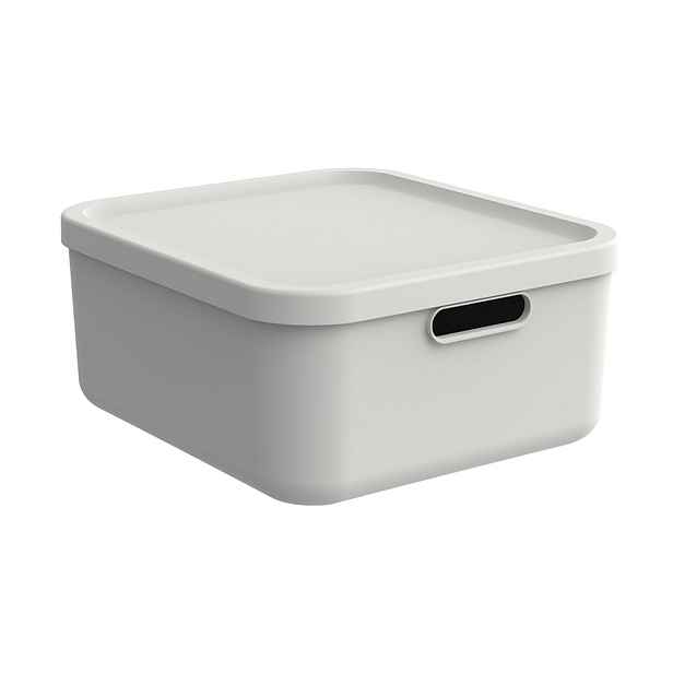 Rotho Úložný box, rovný s víkem, 20l, matně bílá ALBU LIGHT, 40x36x18