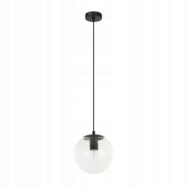Závěsná lampa bodová černá skleněná průhledná koule 20 cm Italux
