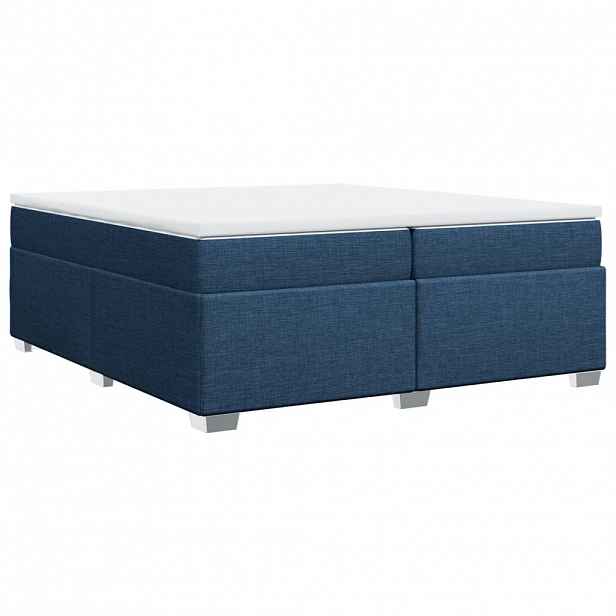 vidaXL Box spring postel s matrací modrá 200x200 cm textil