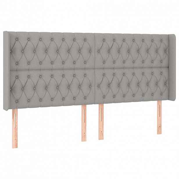 vidaXL Čelo postele typu ušák světle šedé 203x16x118/128 cm textil