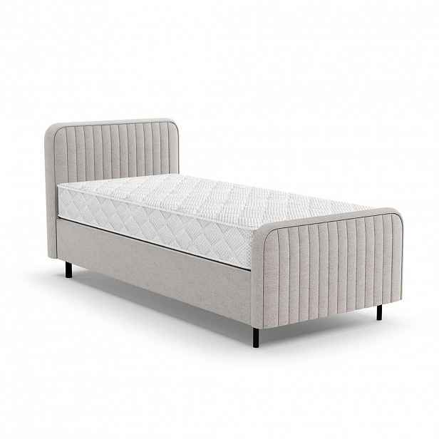 Beautysofa ČALOUNĚNÁ POSTEL Lami 90x200, jednolůžko s úložným prostorem a taštičkovou matrací 20 cm, béžová