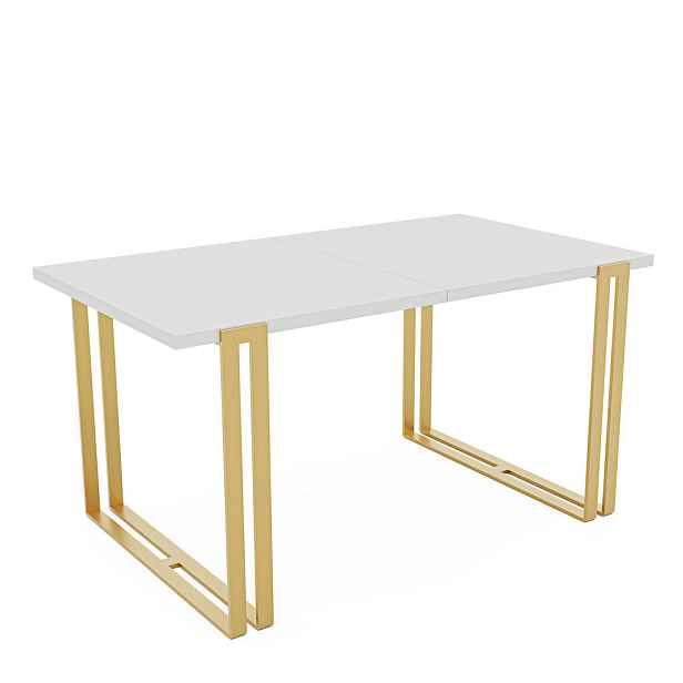 Idohome JÍDELNÍ STŮL HOLTE 120 cm rozkládací z MDF, zlatý / arkticky bílý