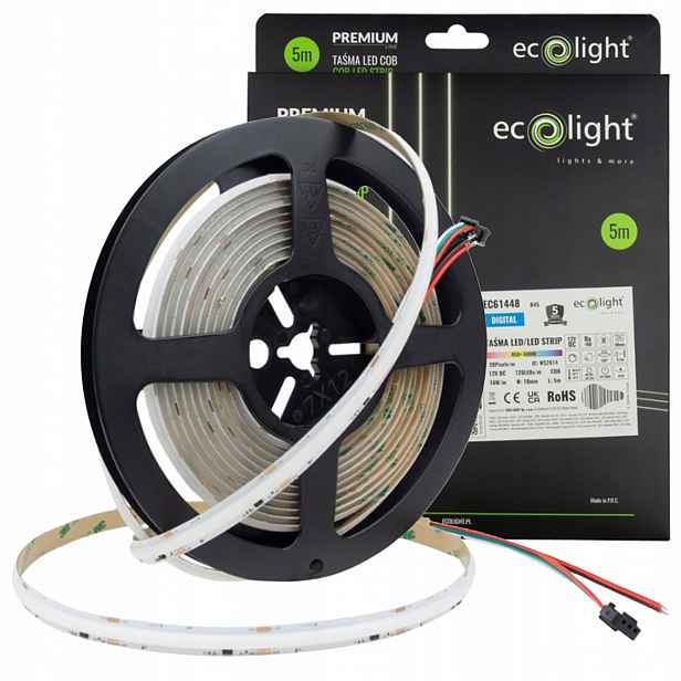 Led pásek Digitální pásek Cob 16W/m 12V 6000K Rgb Rolka 5 m Magic Pixel