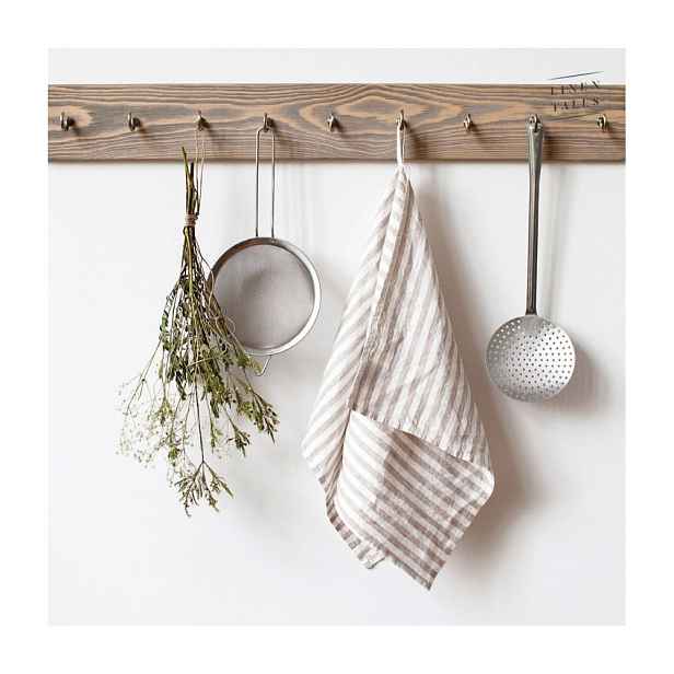 Lněná utěrka 45x65 cm Natural White Stripes – Linen Tales
