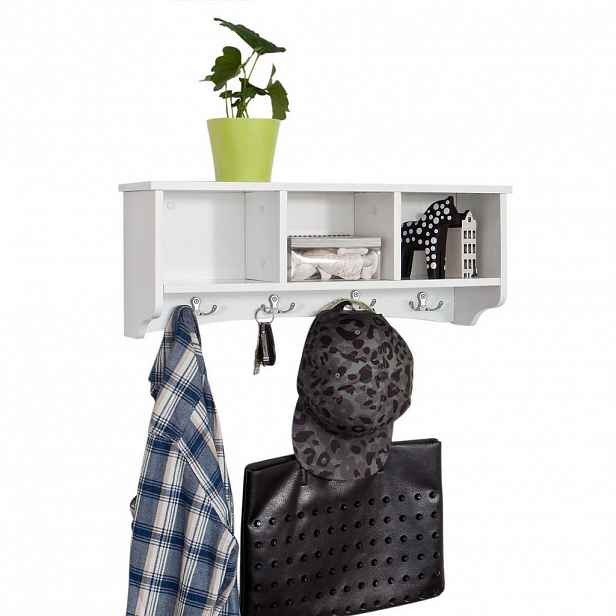 SoBuy NÁSTĚNNÝ VĚŠÁK s 1 policí Bílá 60x15x23cm Moderní