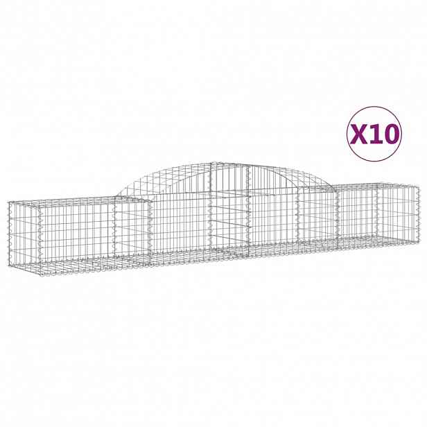vidaXL Klenuté gabionové koše 10 ks 300x50x40/60 cm pozinkované železo